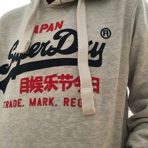 Light grey superdry hoodie